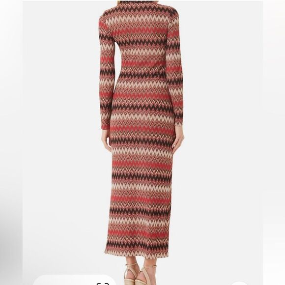 NWT Misa Los Angeles Liv Mock Neck Long Sleeve Dress Chevron knit Revolve S - Picture 5 of 11